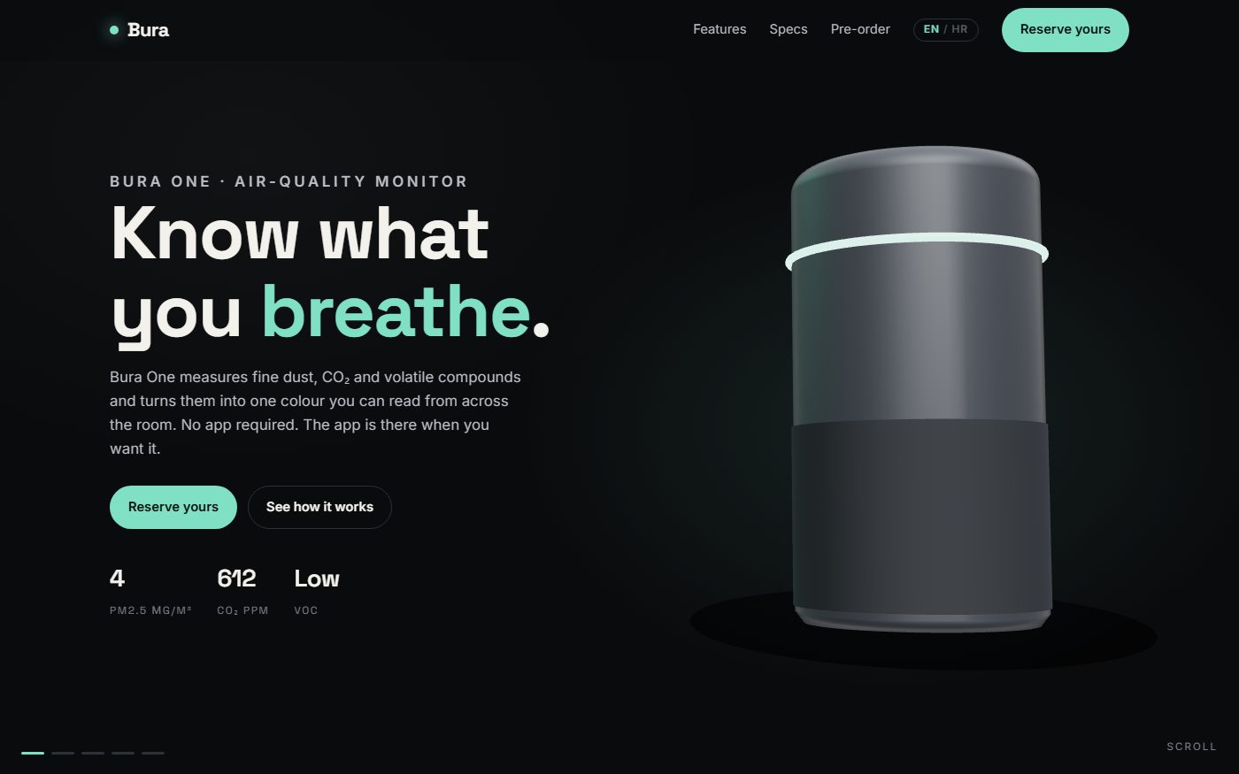 Smart device site with a 3D product view on a laptop