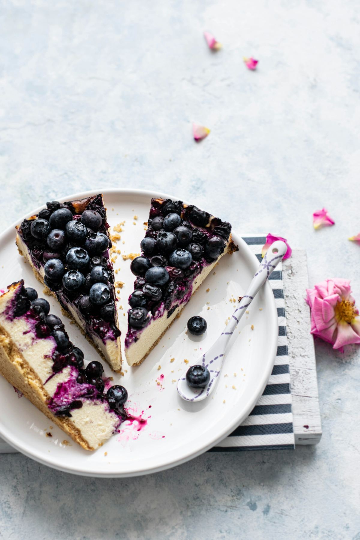 A slice of blueberry cake